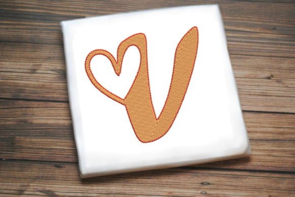 Letter V with Beautiful Heart